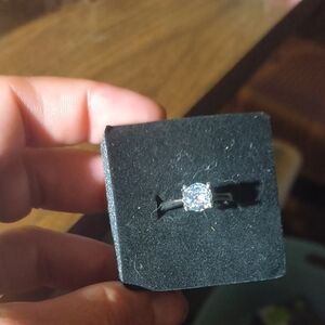 Classic Silver Solitaire Ring with White Cubic Stone